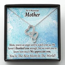 Express Your Love Gifts to Mom You&#39;re an Angel Double Hearts Necklace Message Ca - £52.06 GBP