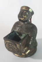 3&quot; Brass Vintage INCENSE BURNER Chinese Man Asian Figurine Made in Japan - £3.13 GBP