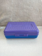 Vintage 90&#39;s Spacemaker Plastic Pencil Pen Storage Box-Purple and Blue - $8.79