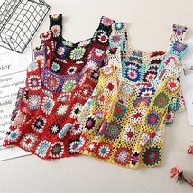 Boho Top Handmade Crochet Beach Wear Camis Mujer Hollow Out Knitted Top Knitwear - £54.66 GBP