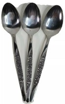 Dinner Soup Spoon 3 count Flatware Rose Handle National Stainless 7.63 inch - $9.60