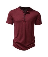 Men Henley Collar Summer Casual  for Men Polo  High Quality Short Sleeve... - $15.98