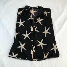 Soperwillton Shirt Womens M Black Beige Starfish Vest Sleeveless V Neck ... - $18.69