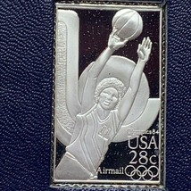 Franklin mint postage stamp sterling silver Olympics 1984 USA Womens basketball - £19.71 GBP