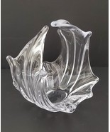 Crystal Glass Basket Candy Bowl Thrown Bowl -Exquisite Vintage - £22.04 GBP