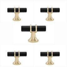 5 pk Black Gold Modern Cabinet Handle 2&quot; T Bar Pull Kitchen Drawer Knob ... - $11.87