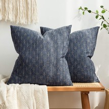 Miulee Pack Of 2 Decorative Burlap Linen Throw Pillow Covers Modern Farmhouse - £26.73 GBP