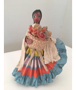 Papier Mache 8 Inches Tall Latin Dancer Vintage Mexican Costume Doll Fig... - $37.05 CAD