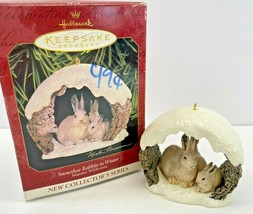 Hallmark Keepsake Snowshoe Rabbits in Winter Christmas Ornament Vtg 1997 - £11.79 GBP