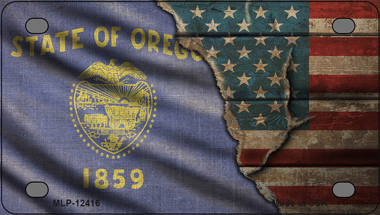 Oregon/American Flag Novelty Mini Metal License Plate Tag - $14.95