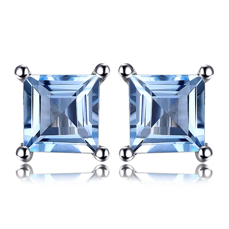Square Genuine Blue Topaz Amethyst Citrine Garnet Created Sapphire Ruby Emerald  - £18.06 GBP