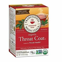 Traditional Medicinals Organic Throat Coat Herbal Tea Caffeine Free, 16 Count - £8.88 GBP
