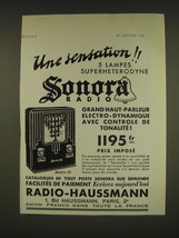 1934 Radio-Haussmann Sonora Radio Model 55 Ad - in French - Une sensation!! - £14.53 GBP