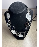 Vintage Carlisle Opera  Quartz, Black Onyx chain Link  Necklace - $140.21