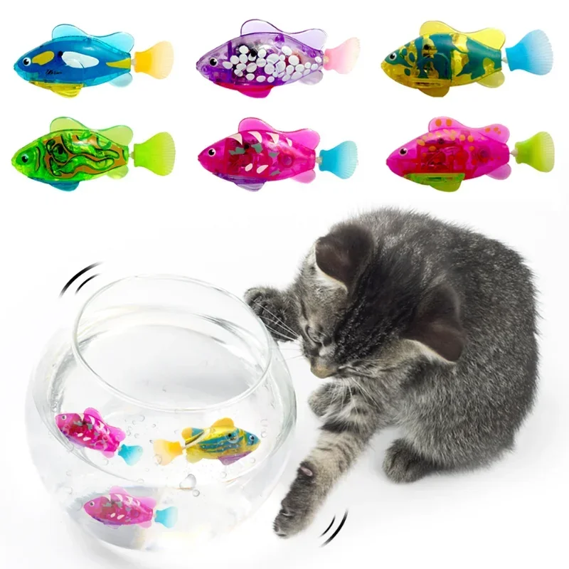 Ectronic fish baby summer bath toys pet cat toy swimming robot fish with led light kids thumb200