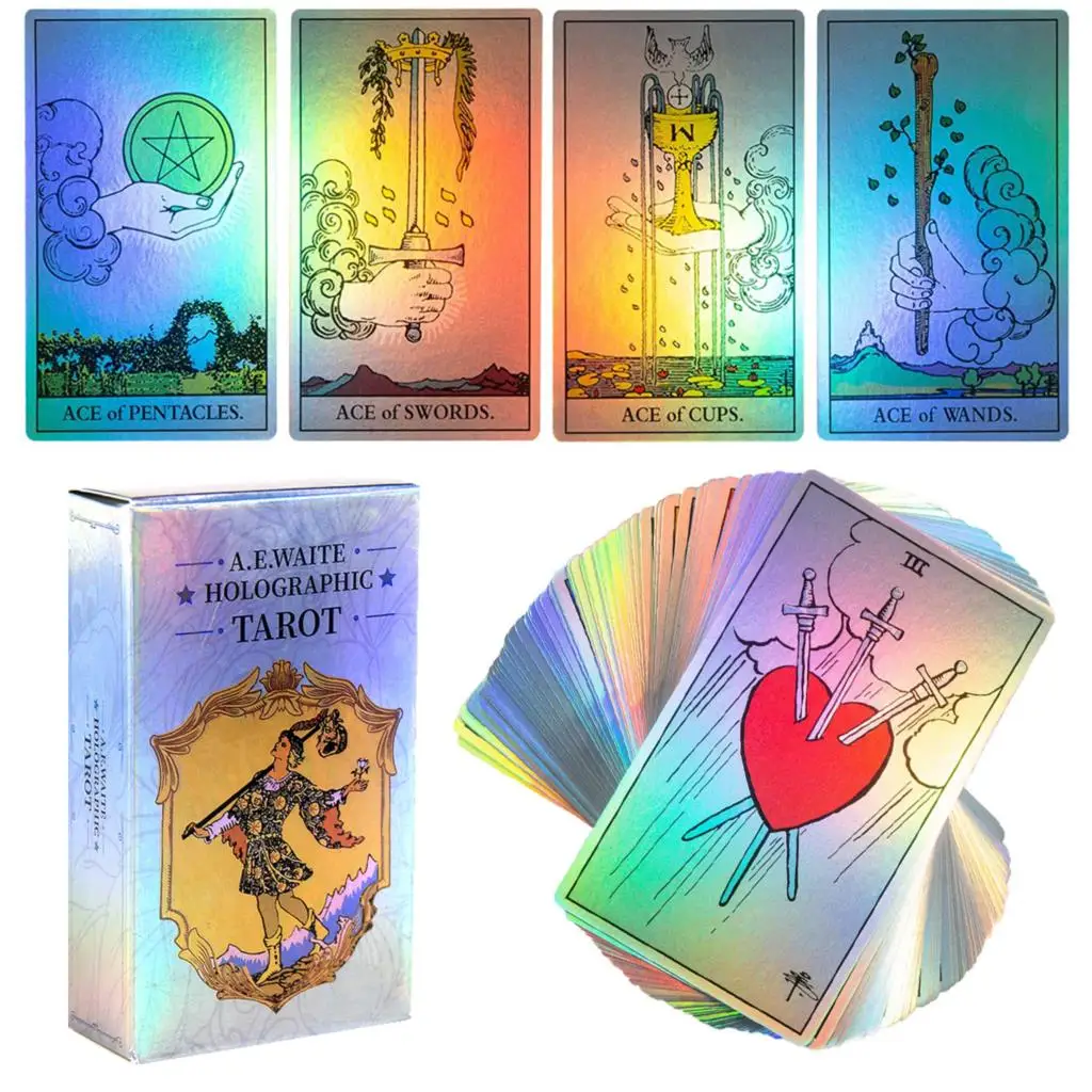 Waite Holographic Tarot Rainbow Cards Deck Flash Card Fortune Telling Divination - £8.72 GBP+