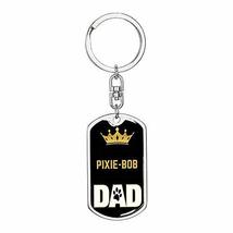 Cat Keyring Gift Pixie-Bob Cat Dad King Swivel Keychain Stainless Steel Or 18k G - £20.53 GBP