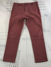 Topman Pants Mens 34 Red Dark Salmon Straight Slim Leg Button Back Pocket - $14.78