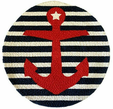 Anchor Nautical Placemats Braided 15&quot; RD Set of 4 Summer Beach House Boat - £30.91 GBP