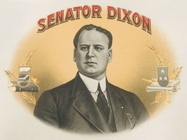 Vintage Senator Dixon Cigar Label 10&quot; x 6&quot; Law Books  - $11.29