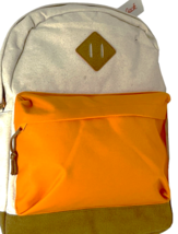 Color Block Backpack Cream & Orange 16" Essential School Backpack for KIds image 2