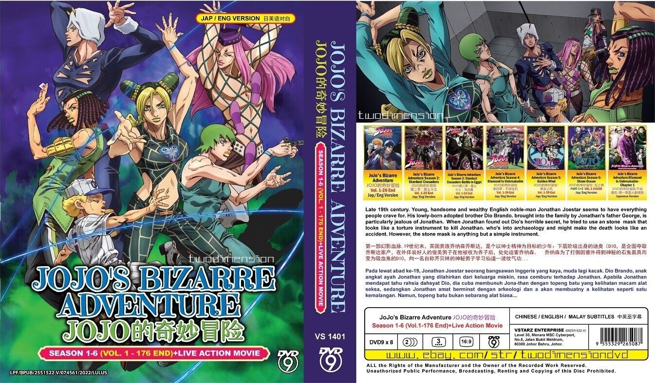 Primary image for ANIME DVD~ENG DUBBED~Jojo's Bizarre Adventure Season 1-6(1-176End+Live Action)