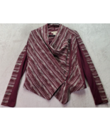Lucky Brand Cardigan Sweater Women Small Burgundy Stripe Polyester Cliff... - $31.51 CAD