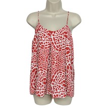 Southern Frock Tank Top Small Red White Geometric Spaghetti Strap Pleated - £25.54 GBP