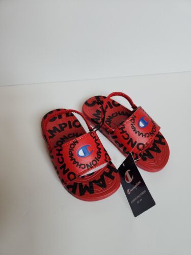 Champion Mega Slides Toddler 9 Red Swirl Lightweight Slip On Sandals NEW - $19.67