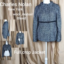 Charles Nolan New York Wool ,Mohair Blend  Zip Full/ Crop Jacket Size 8 - £38.54 GBP