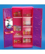 Barbie Refrigerator TV Treat Pink Glam Kitchen Fridge With Shelves Dollh... - £11.98 GBP
