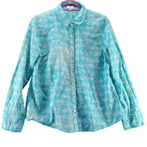 Crown &amp; Ivy Womens Blouse Multi-Color Size PM 100% Cotton Long Sleeve Buttons - $13.30