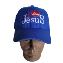I Love Jesus Hat Cap  Royal Blue Embroidered Adjustable One Size Baseball Christ - £7.84 GBP