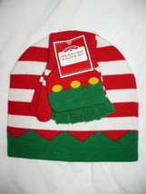 Holiday Time Women&#39;s Holiday Beanie Hat &amp; Gloves Set Red White &amp; Green NEW - £9.90 GBP