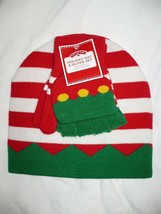 Holiday Time Women&#39;s Holiday Beanie Hat &amp; Gloves Set Red White &amp; Green NEW - $12.59