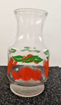 Orange Juice Carafe Anchor Hocking Glass Jar Pitcher 9&quot; Lid Vintage Oranges 56oz - £11.19 GBP