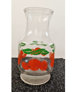 Orange Juice Carafe Anchor Hocking Glass Jar Pitcher 9&quot; Lid Vintage Oran... - £11.16 GBP