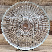 Vintage Depression Glass 12&quot; Divided Relish Dish Platter Sawtooth Edge C... - £17.44 GBP