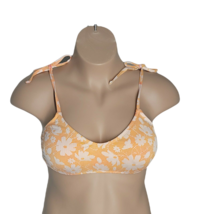 Xhilaration NWOT Tie Halter Swimsuit Bikini Top ~ XL ~ Orange &amp; White Floral - $11.69