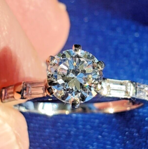 Earth mined Diamond European cut Engagement Ring Vintage Deco Solitaire 14k Gold - €5.333,89 EUR