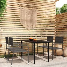  Garden Dining Set Grey, Black PE rattan, Steel, Glass 5 Piece Set - $8,112.38 MXN