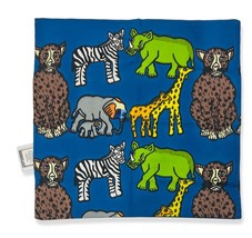 Hand Painted + Woven Capetown, South Africa 18&quot; Pillow Cover Blue with Animals - £38.72 GBP