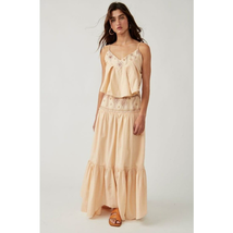 New Free People Crystal Cove Set $320 LARGE Linen/Pink/Ivory - £108.50 GBP