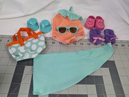 Doll Clothes Swimsuit Wrap Sunglasses Sandals Shoes - £14.17 GBP