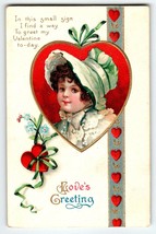 Valentines Day Postcard Child Bonnet Ellen Clapsaddle International Art Germany - $29.93