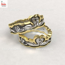 14 Kt, 18 Kt Solid Yellow &amp; White Gold Swans His &amp; Her Couple Wedding Bands 2 Pc - £1,526.97 GBP+