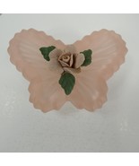 Vintage Frosted Pink Butterfly Trinket Box with lid KKHUG - £10.36 GBP