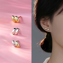 Double Bean Stud Earrings For Women Girl Tiny Gold Silver Cartilage Tragus Studs - £9.08 GBP