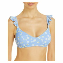 MSRP $58 Aqua Swim Women Daisy Ruffle-Strap Bikini Top Blue Size Large - £8.70 GBP