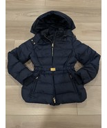 Tory Burch Hooded Performance Belted Down Jacket Navy Size S Small $695 - $148.49